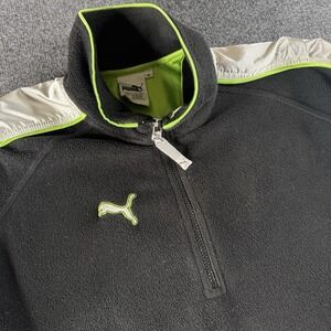 Puma M Big Logo 1/4 Zip Long Sleeve Vintage Pullover Sweater Retro
